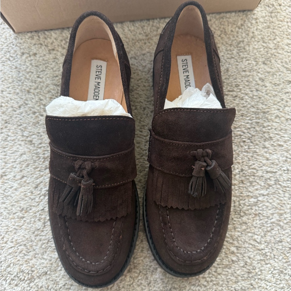 Steve Madden Dark Brown Suede Loafers - Picture 4 of 7